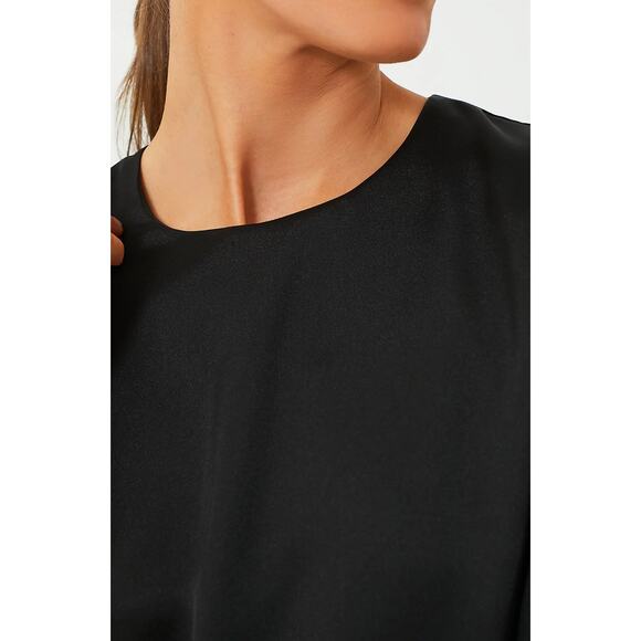 TUCKERNUCK Black Satin Twill Selma Cape Blouse NWT Size Small - Picture 5 of 9